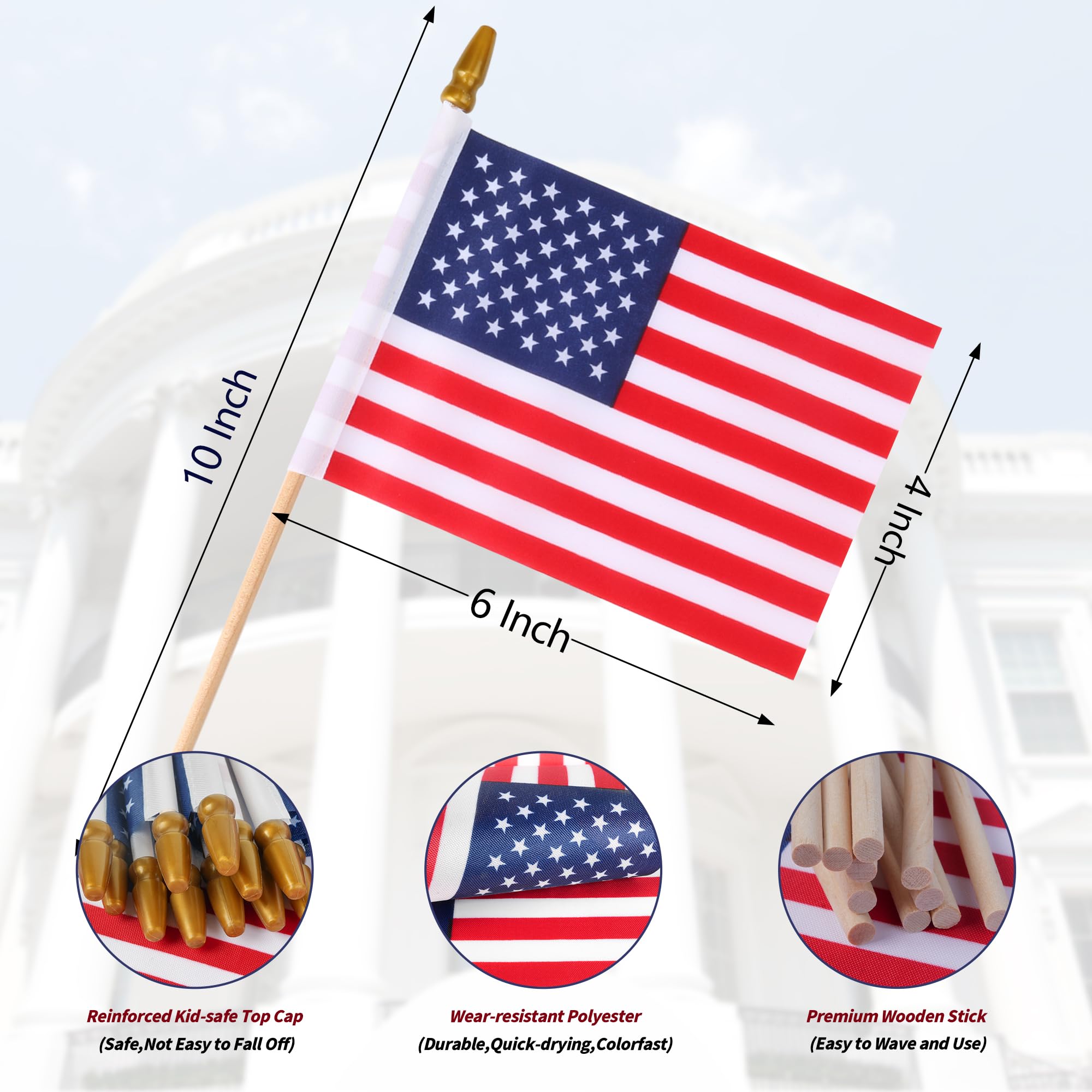 HOOSUN patriotic flags on sticks for tabletop and party decorations.