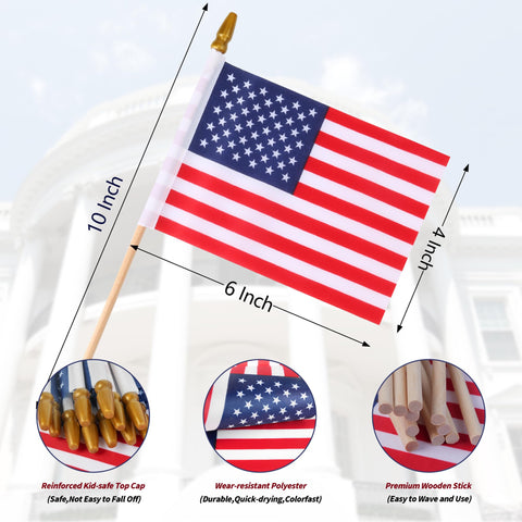 HOOSUN patriotic flags on sticks for tabletop and party decorations.