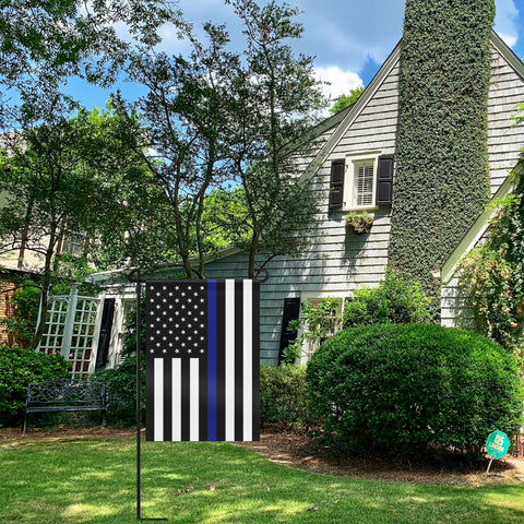 HOOSUN flag ready to display outdoors with compatible stand.