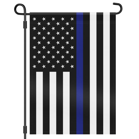 HOOSUN thin blue line flag for front yard display showing support and color.