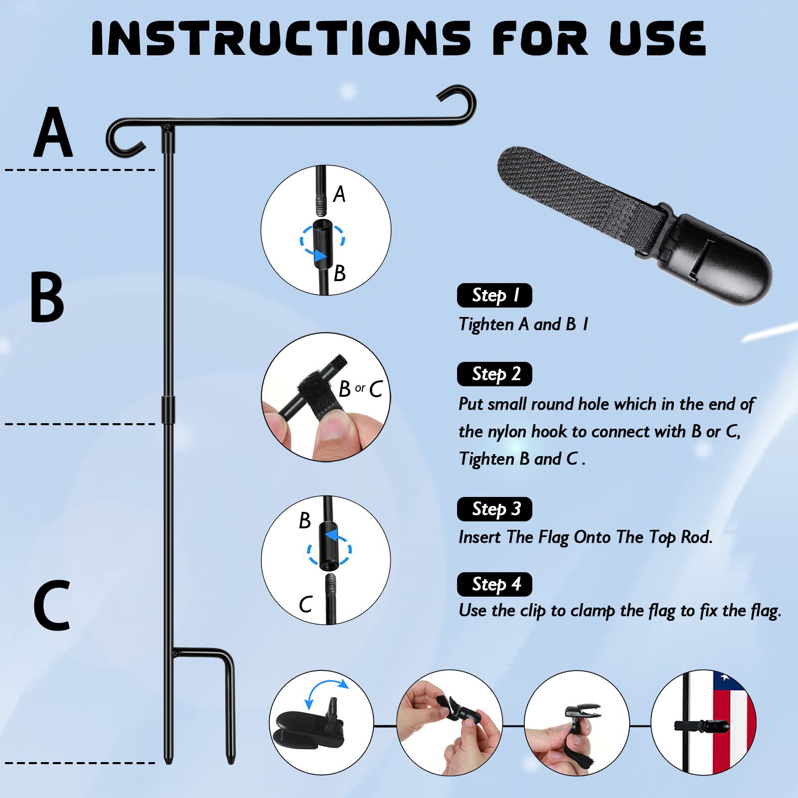 HOOSUN two-nuts easy-install design simplifies assembly and storage.