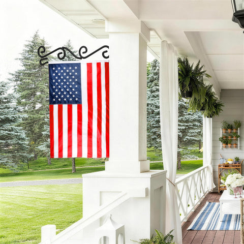 HOOSUN wall garden flag stand holding a seasonal banner on a porch