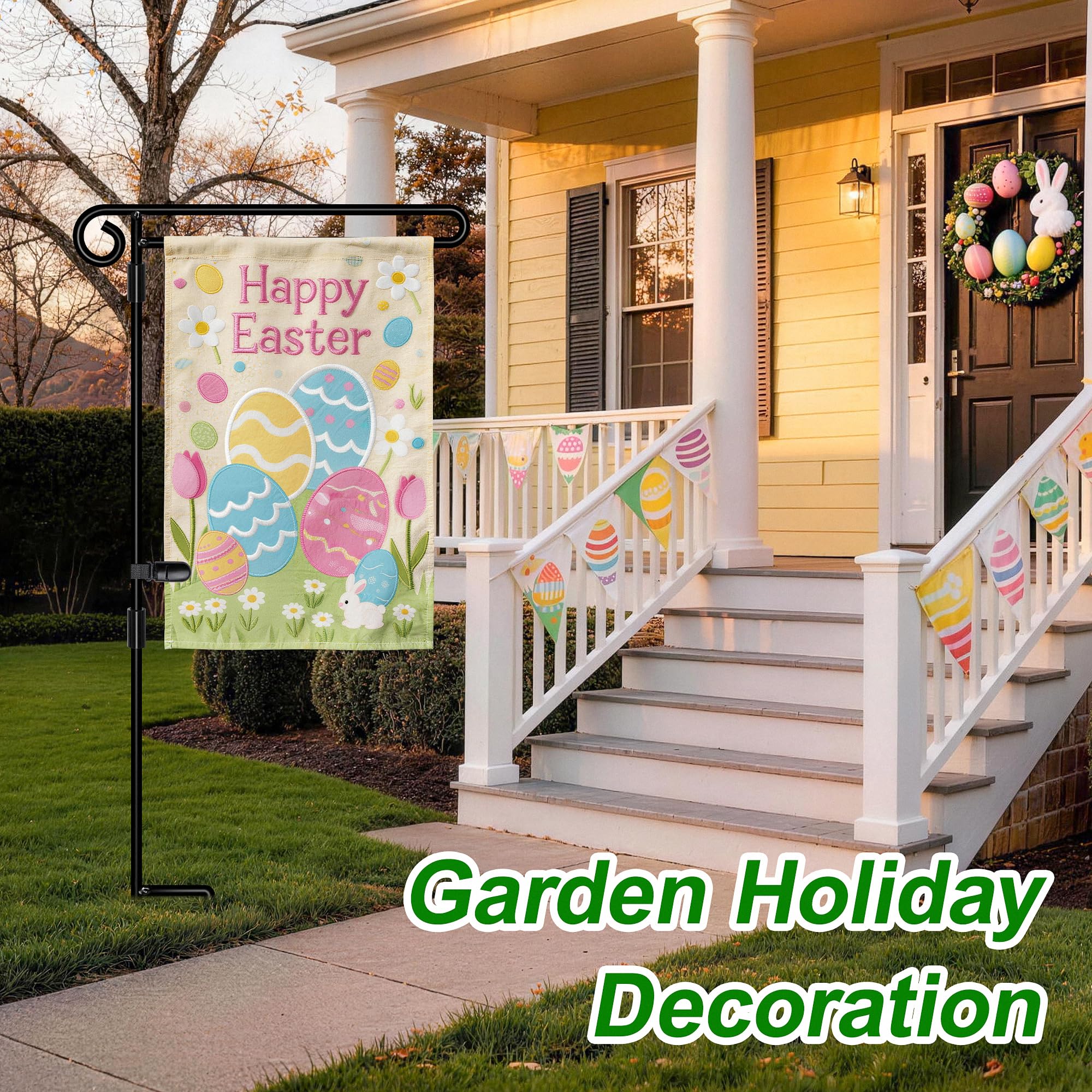 HOOSUN yard flag holder with black-coated finish for all-season use