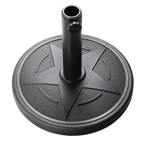 Hooyeatlin patio umbrella base closeup shows durable HDPE and concrete for lasting stability.