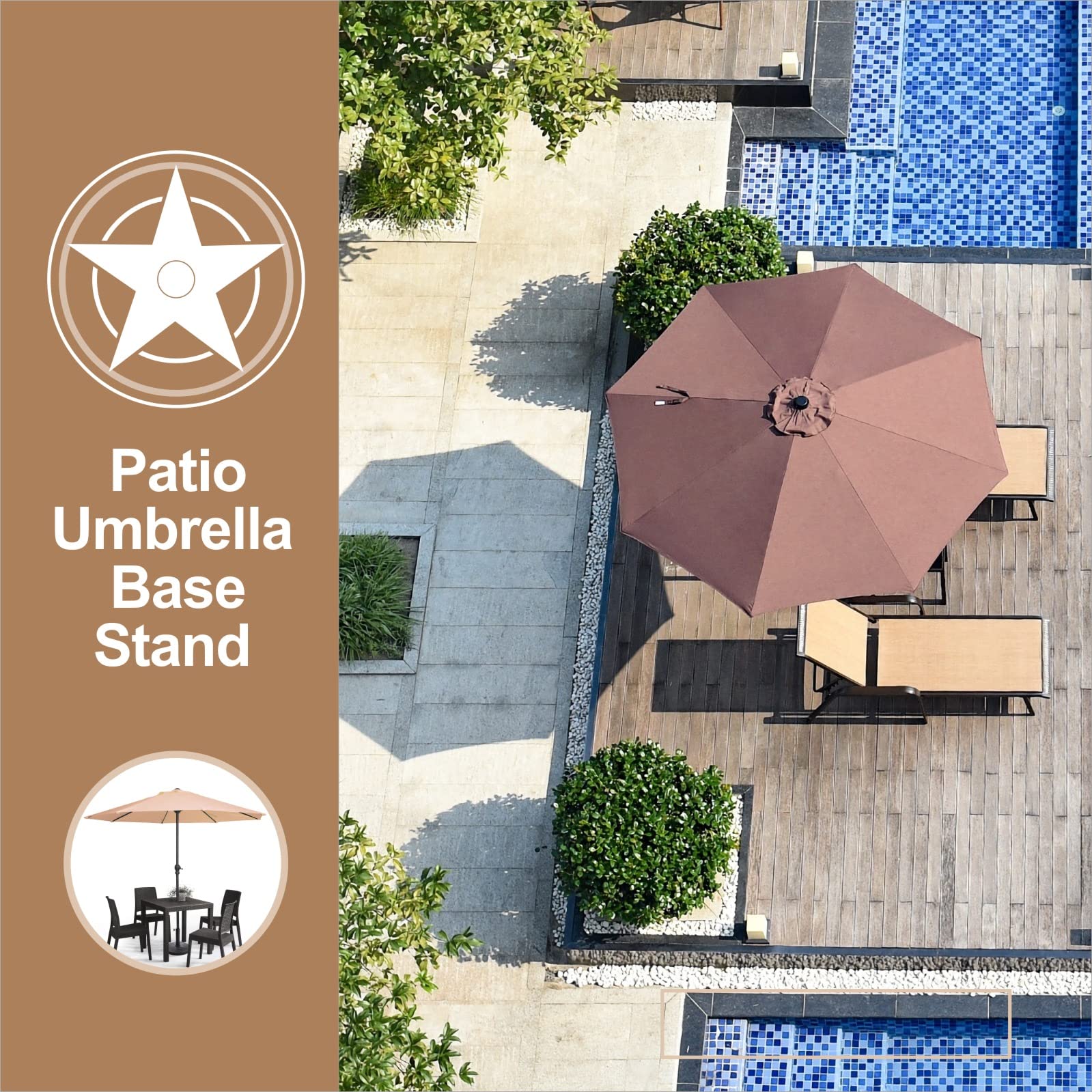 Hooyeatlin-umbrella-base-23lbs-weight demonstrates sturdy support for windy outdoor spaces.