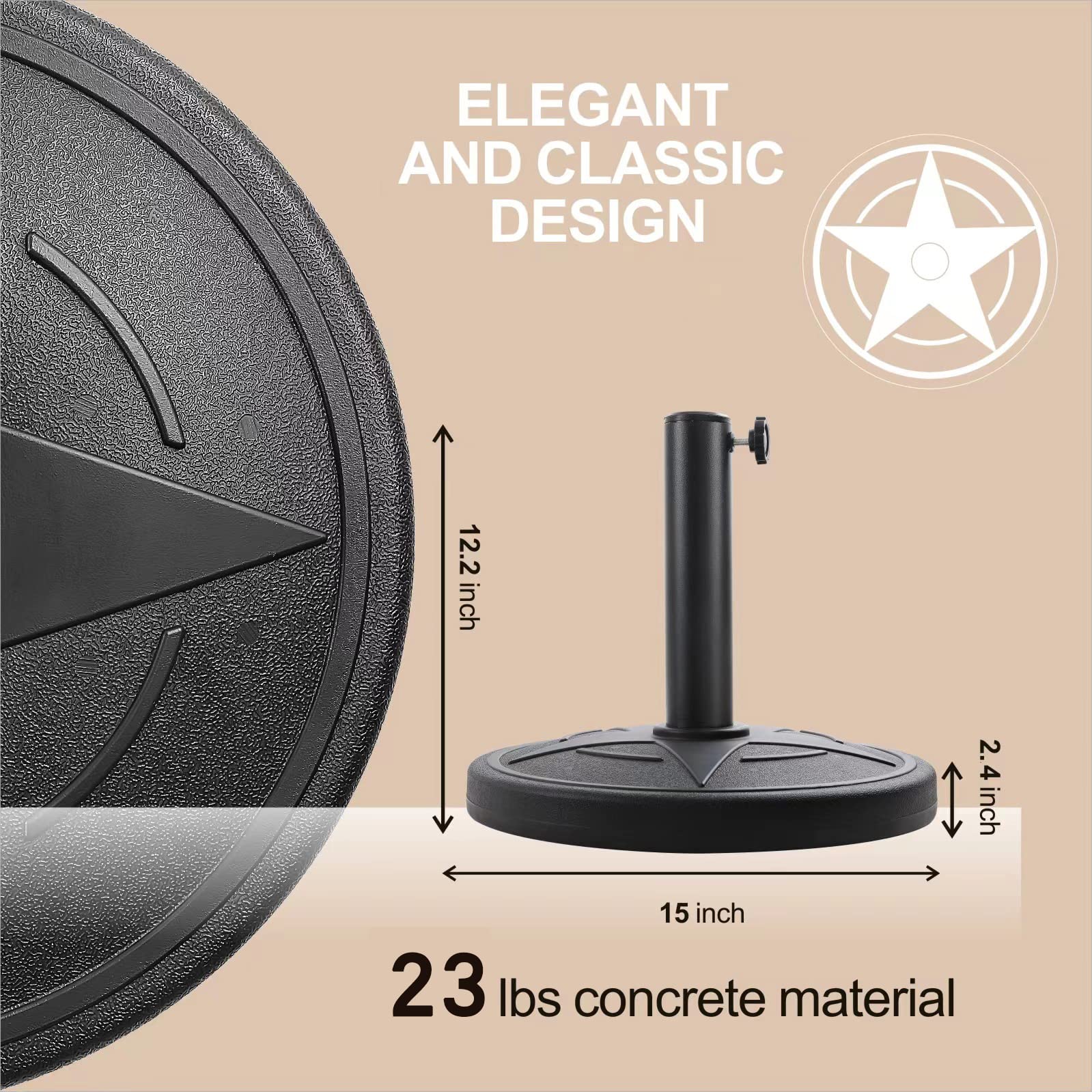 Hooyeatlin umbrella base durable-material demonstrates sturdy construction for outdoor use.