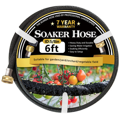 Hopegiver soaker hose 6ft with solid brass connector for leak-free watering.