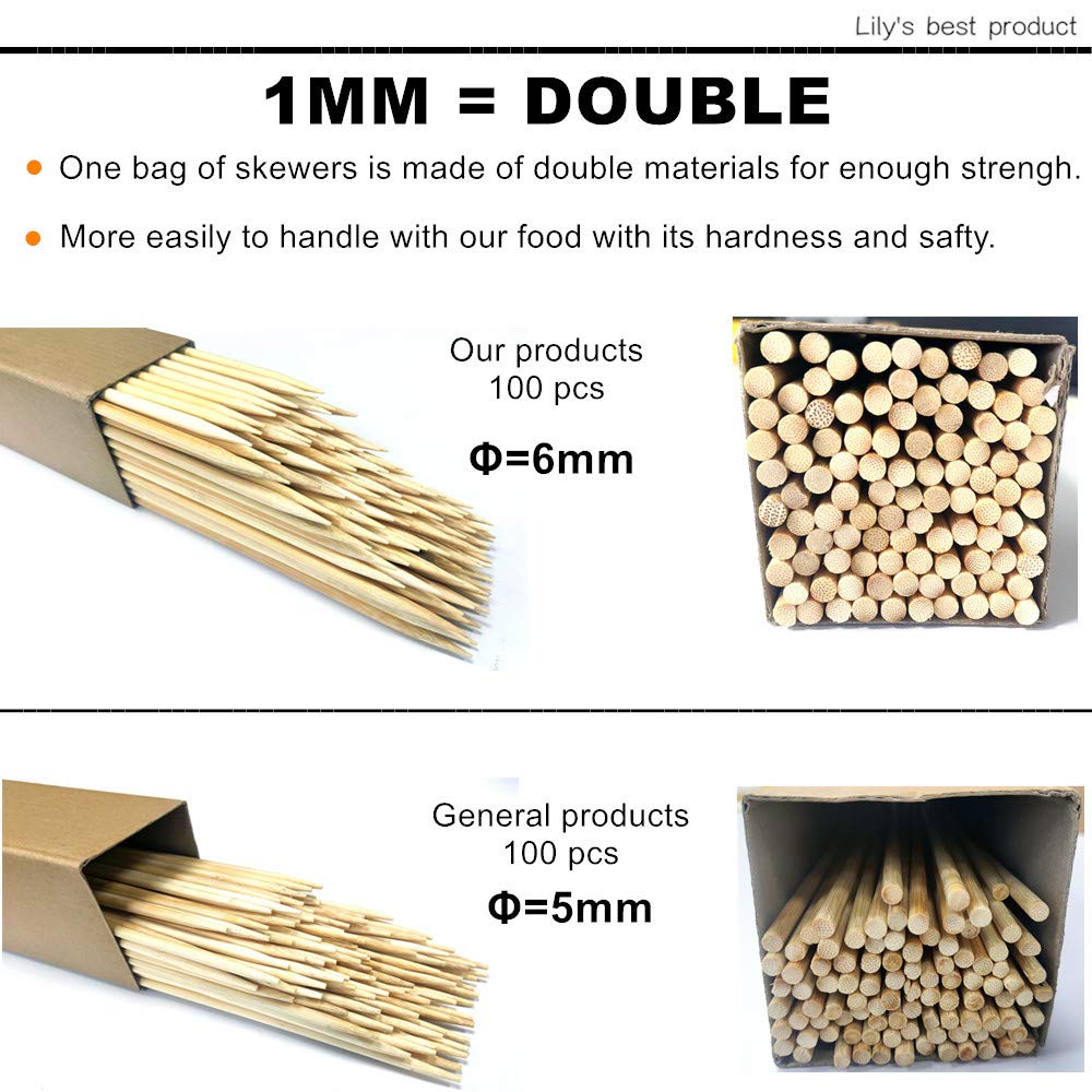 HOPELF 30-inch skewers 6mm thick for sturdy grilling