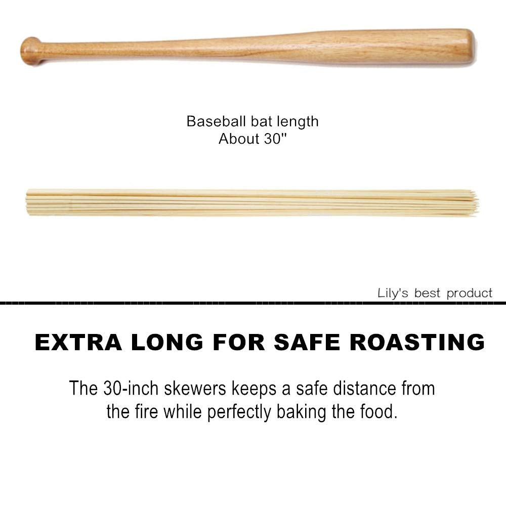 HOPELF 30-inch skewers ideal for marshmallows, s'mores, and kebabs