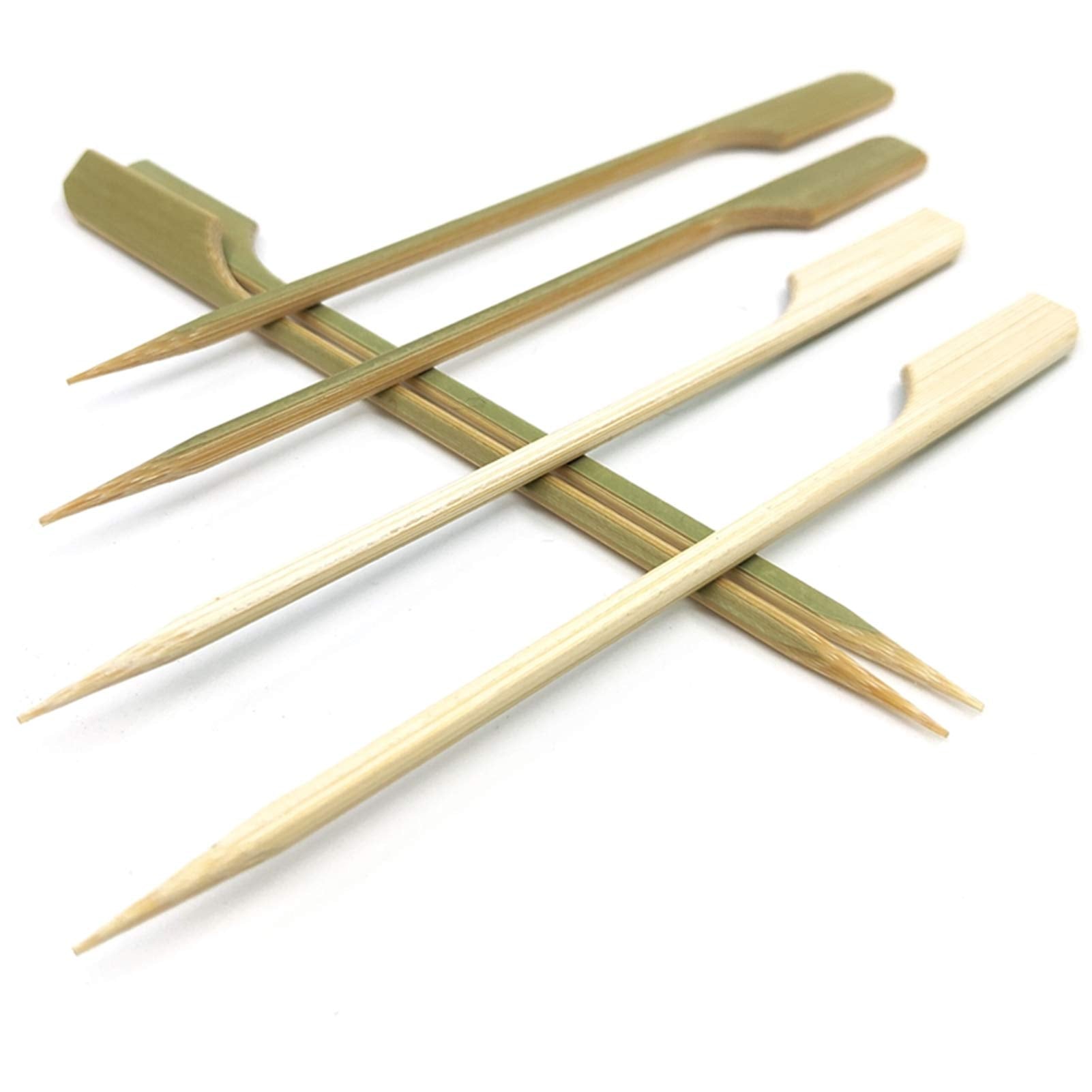 HOPELF 10 inch bamboo paddle picks shown with a smooth edge for safe grilling and handling