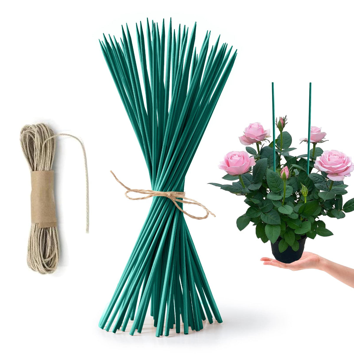 HOPELF 12-inch bamboo plant stake close up showing sturdy texture for plant support