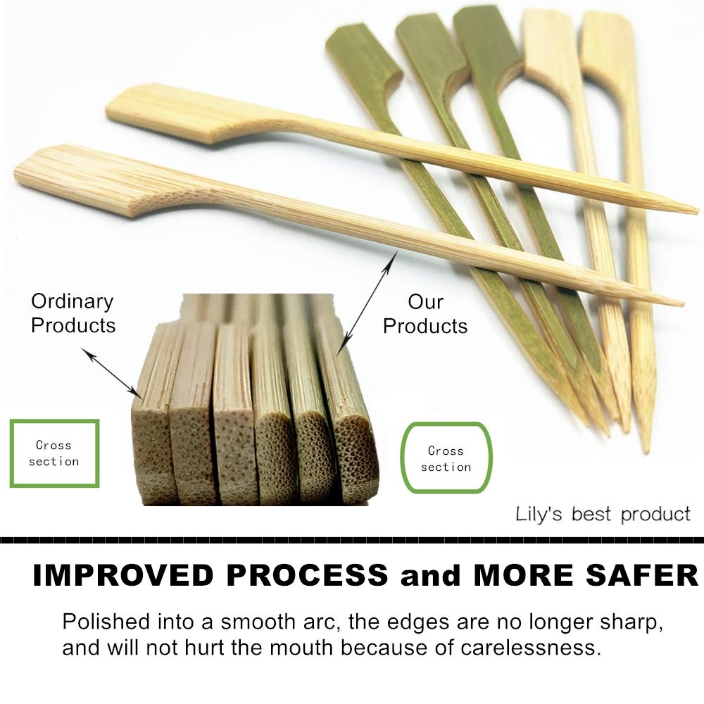 HOPELF 7-inch bamboo paddle picks for fruit kabobs keep fruits secure and presentable.