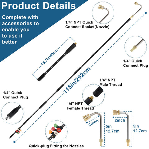 Hoqqf 1/4-inch quick-connect enables fast, tool-free setup.