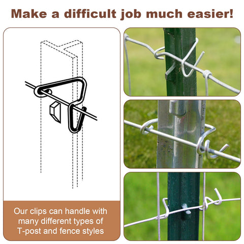 Hoqqf U-post clips fit posts during fence building.