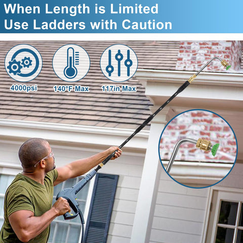 Hoqqf compatible with pressure washers, foam cannons, and gutter attachments.