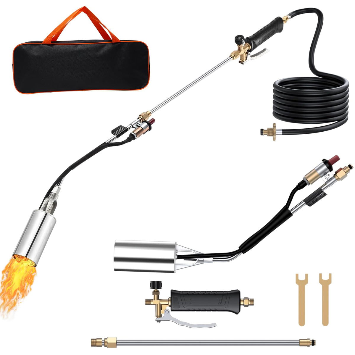 Hordolry propane torch weed burner kit ready for rapid snow melt and weed management.