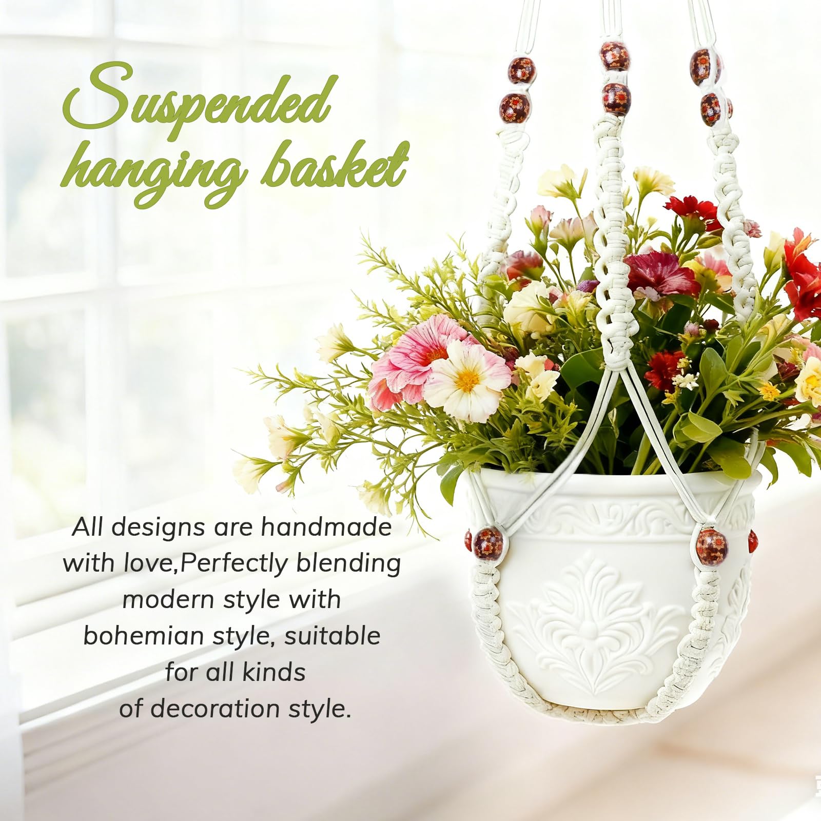 HOREAKHJ ivory macrame with wood beads adds boho charm