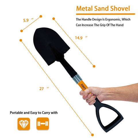 HORIJUNKE shovel featuring a D-handle ergonomic grip for comfortable gardening sessions.