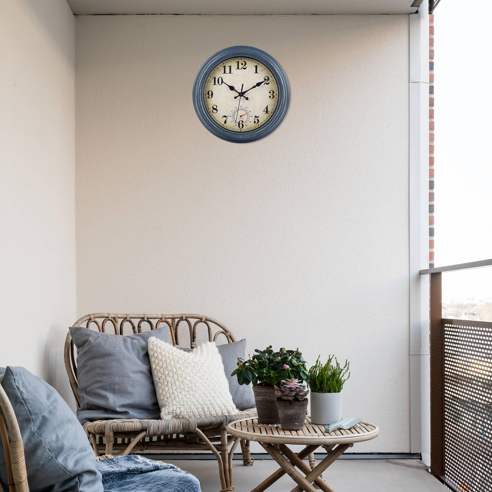 Horizent coastal blue garden clock decor adds seaside vibe to yard or pool area