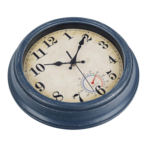 Horizent retro blue clock blends vintage style with outdoor usability