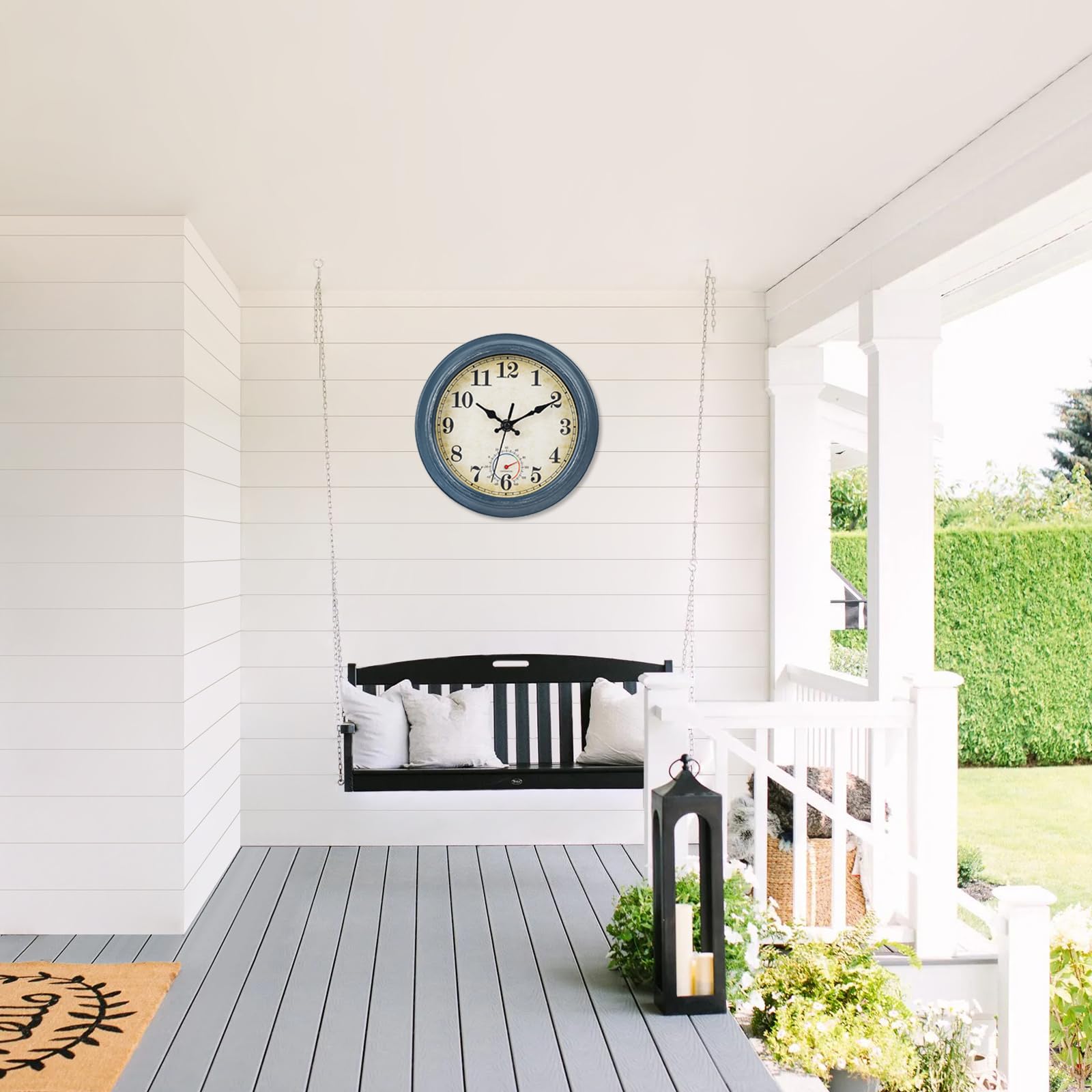 Horizent wall clock designed for bathroom or patio use with nautical styling.