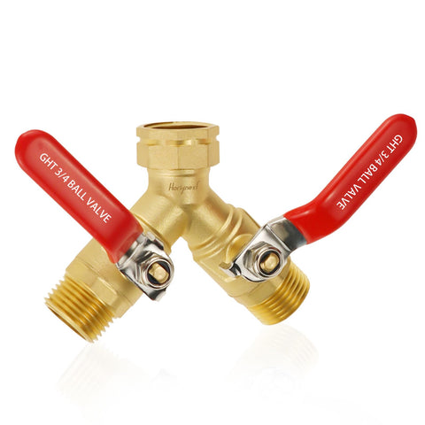 Horiznext GHT 3/4 full-flow garden hose splitter in action for multitasking irrigation.