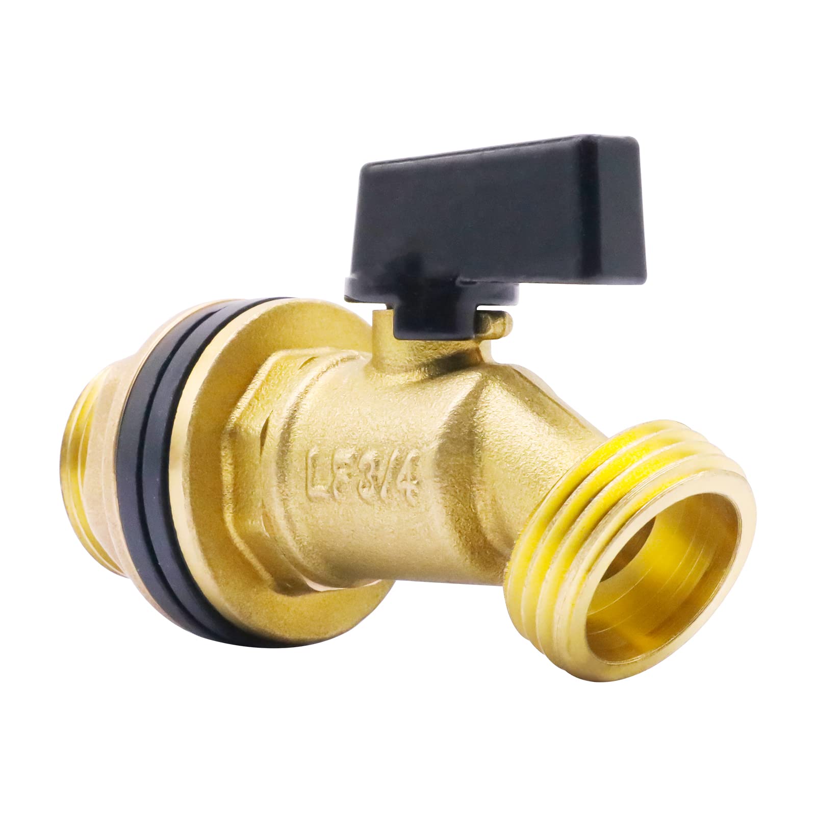 Horiznext rain barrel spigot kit brass close-up highlights durable, weather-resistant construction.