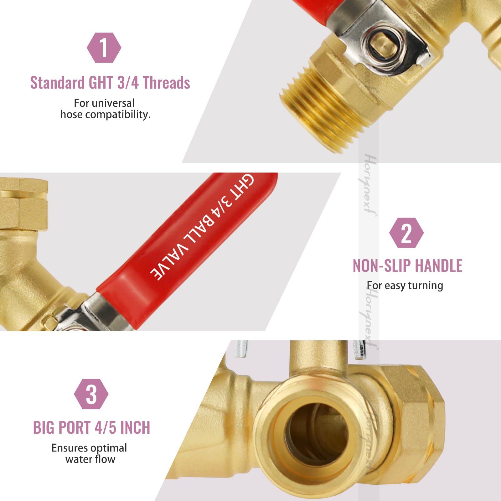 Horiznext Y-valve hose splitter with shutoff for precise water control.