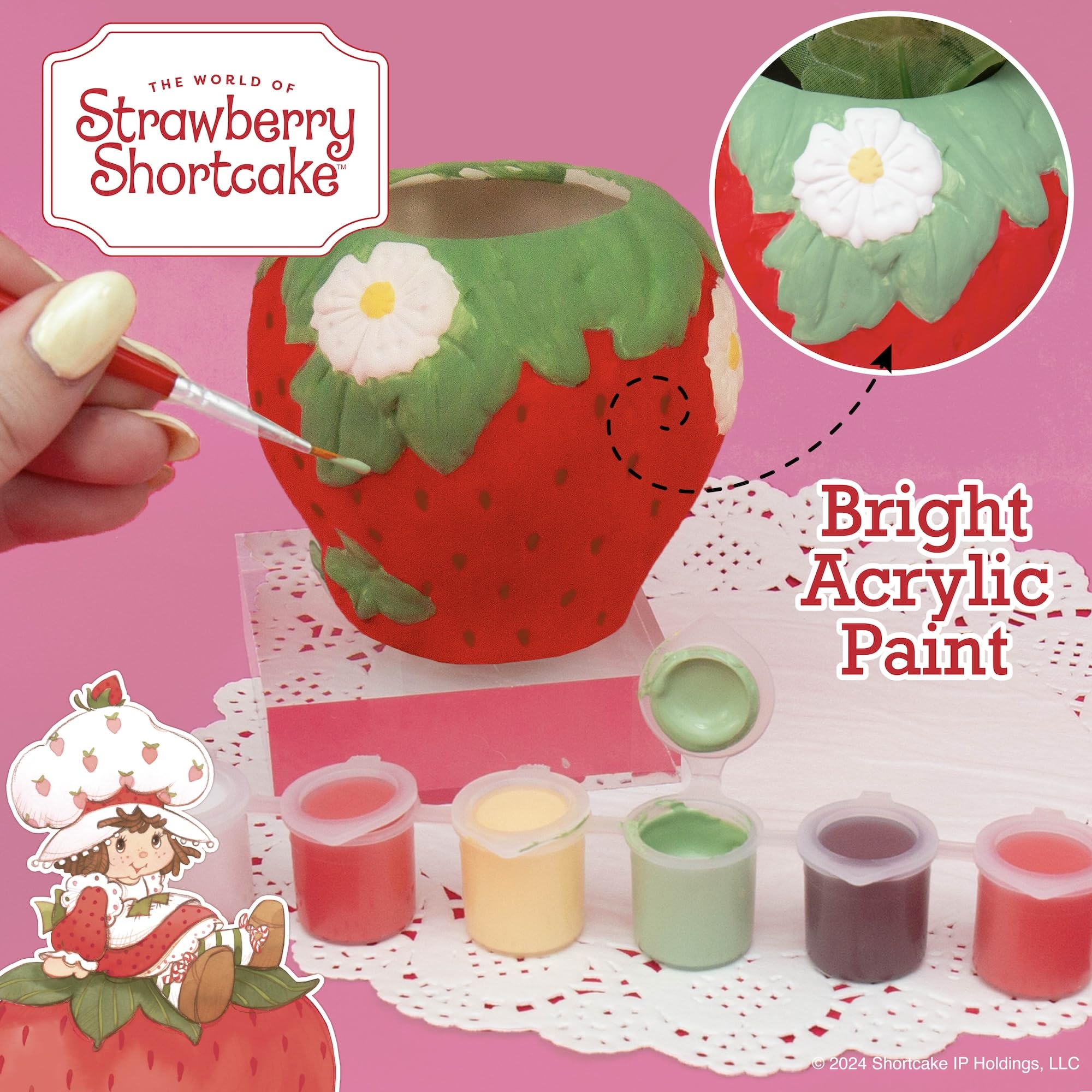 Horizon Group USA Paint Your Own Strawberry Shortcake Planter features a drainage hole for plant care.