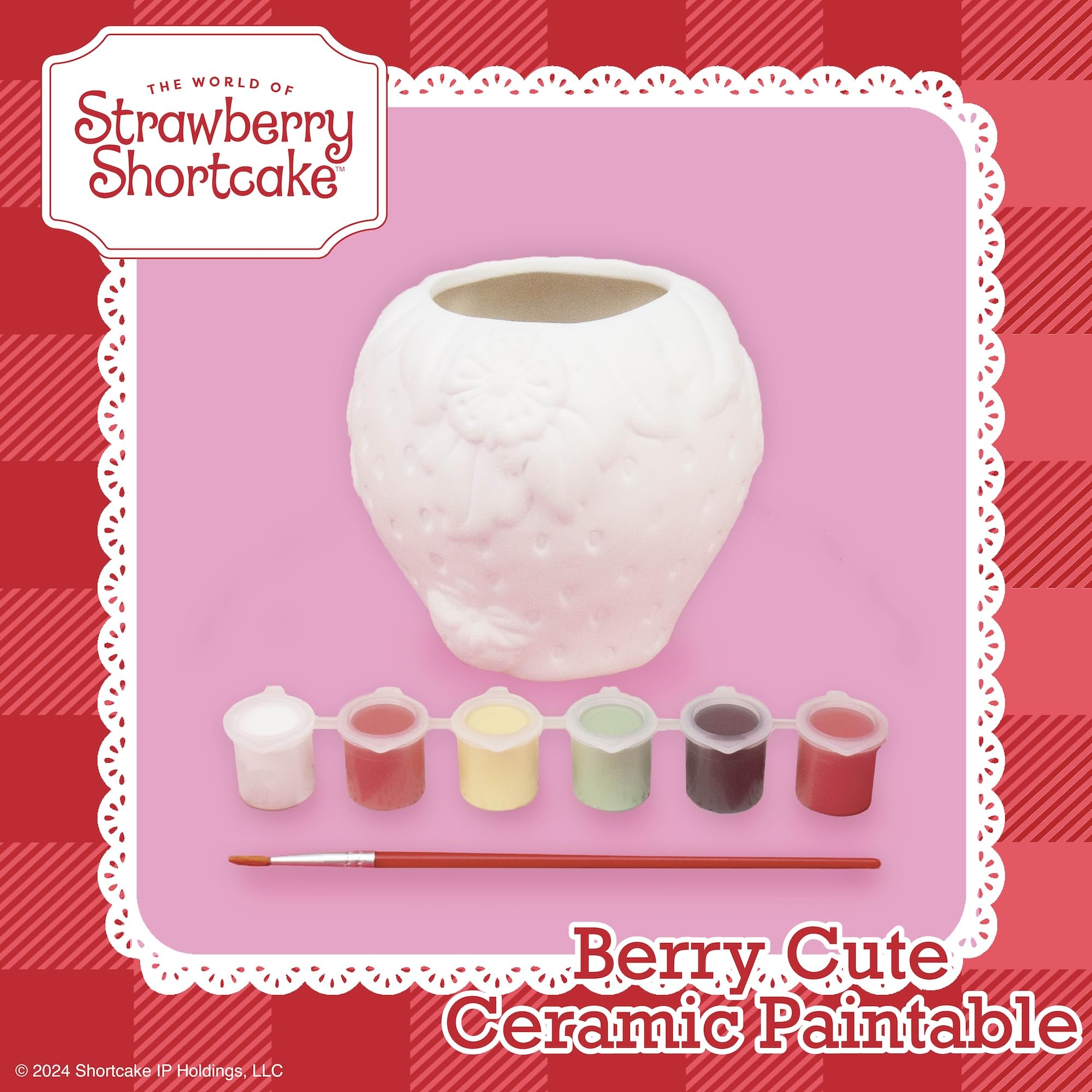 Horizon Group USA Paint Your Own Strawberry Shortcake Planter, six vibrant acrylic paints for creative color mixing.