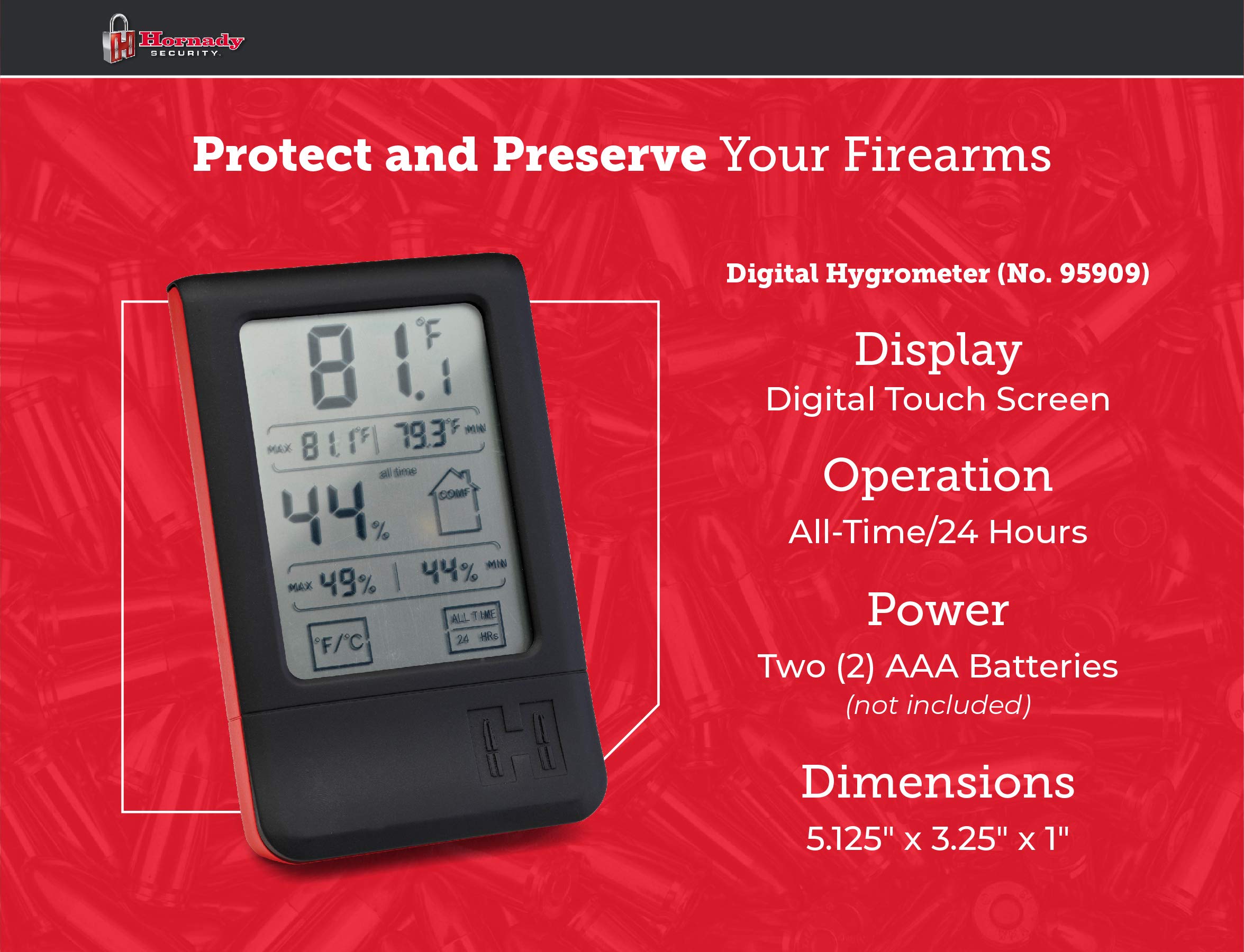Compact Hornady 95909 size fits gun safes and tight spaces.