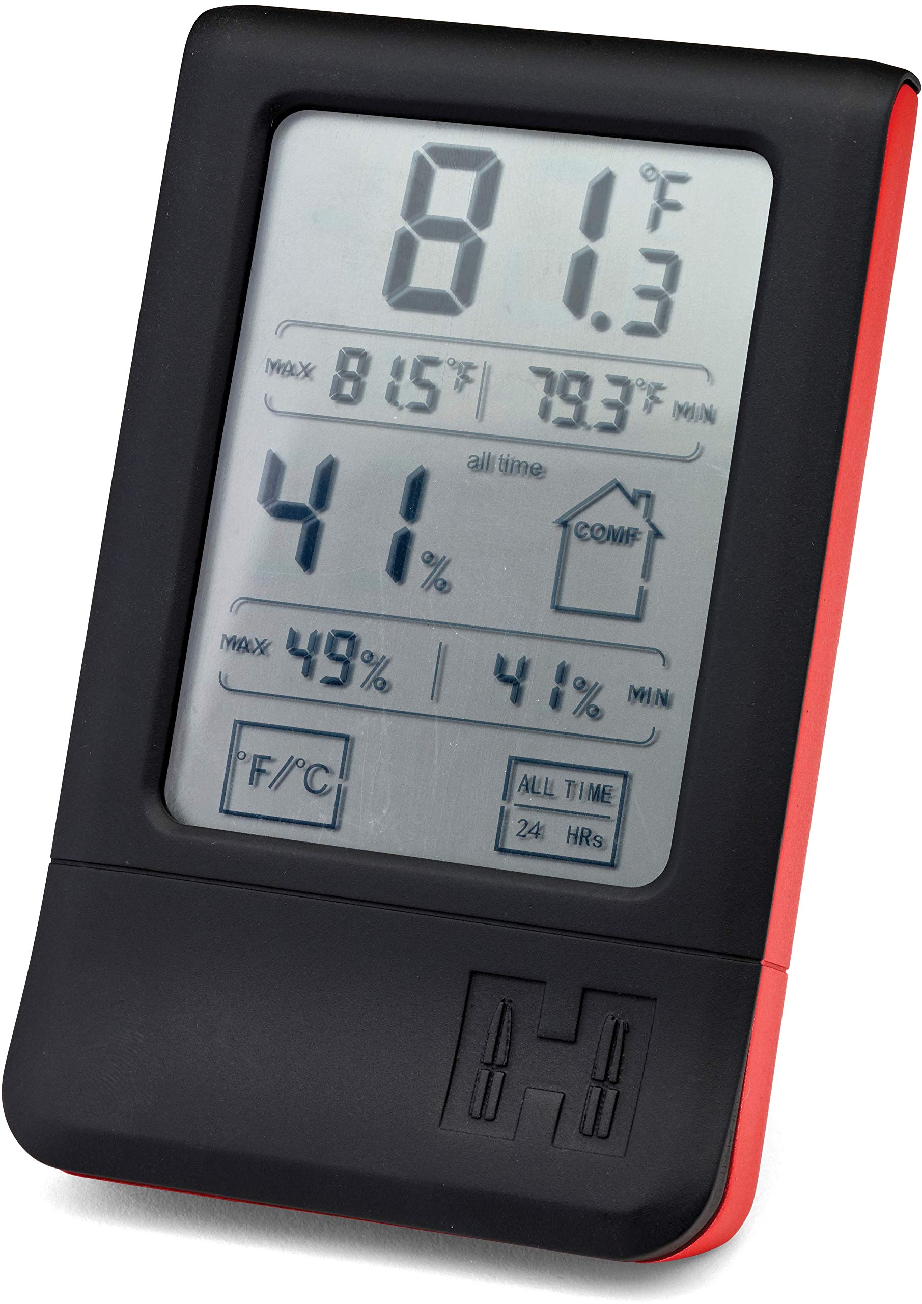Hornady 95909 records 24-hour high and low readings for trend tracking.