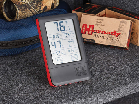 Hornady 95909 with fold-out stand for shelf or floor placement.