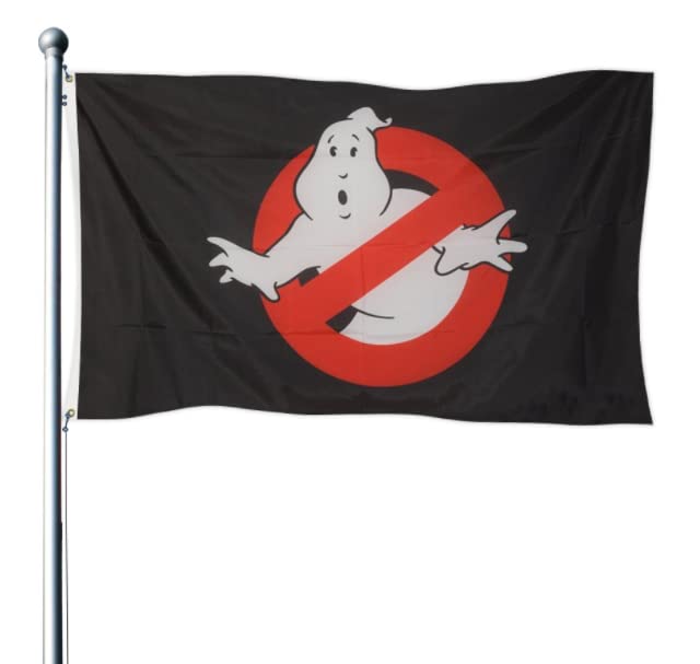 HORNO Funny Ghost Flag displayed in backyard for charming seasonal ambiance.