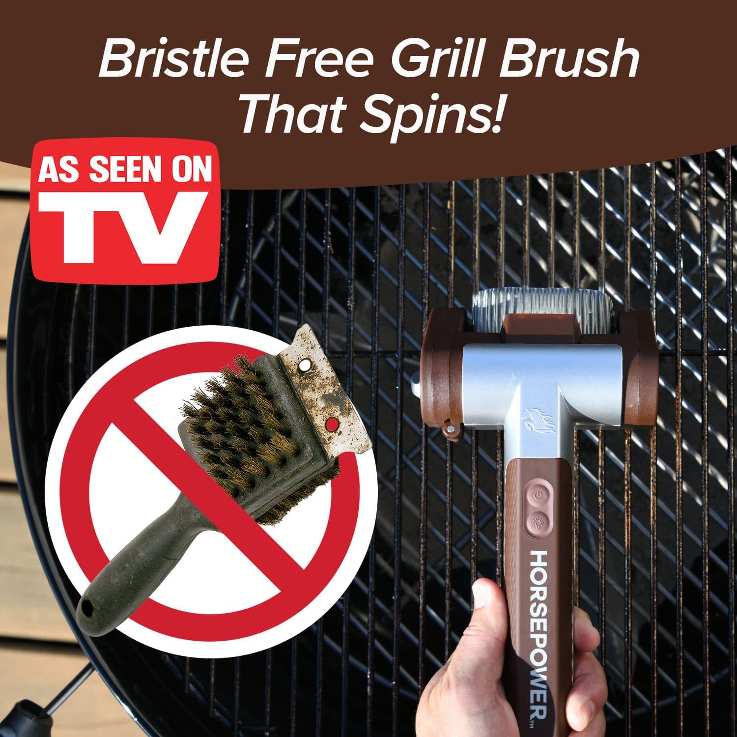 HorsePower Giddy Up built-in LED light illuminating grill grates for precision cleaning.