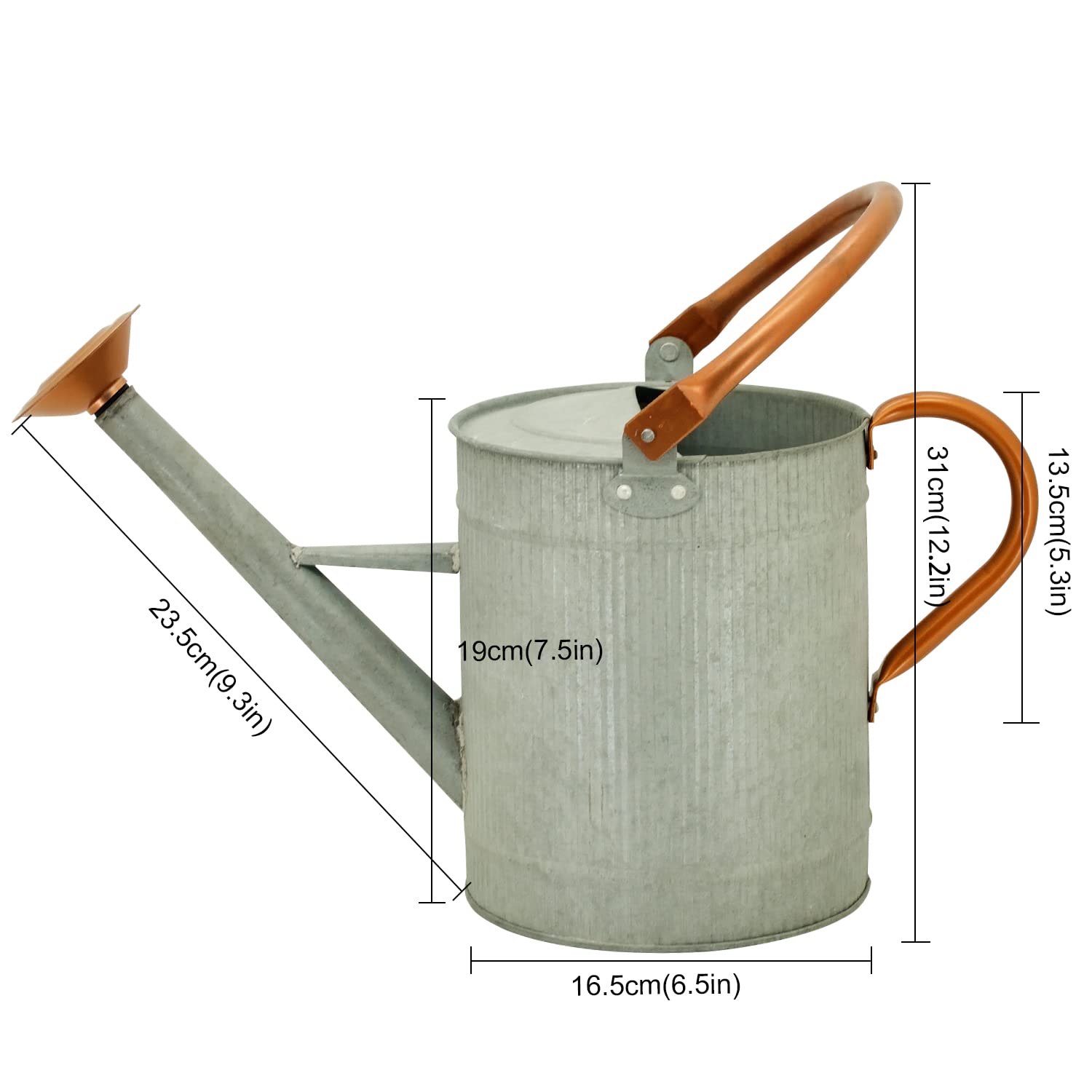 Durable galvanized metal construction of HORTICAN watering can