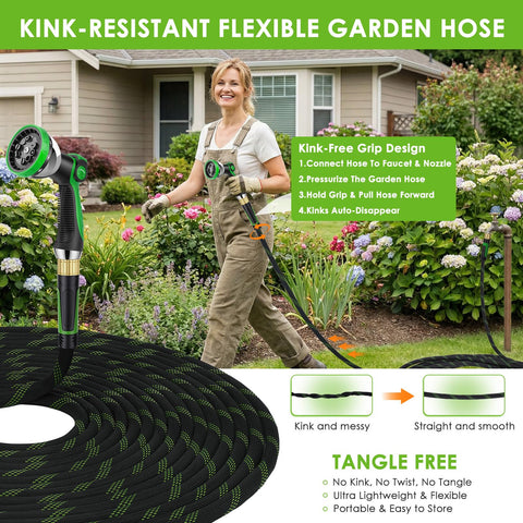 HORTICORA durable braided outer layer with reinforced inner tube for longevity.
