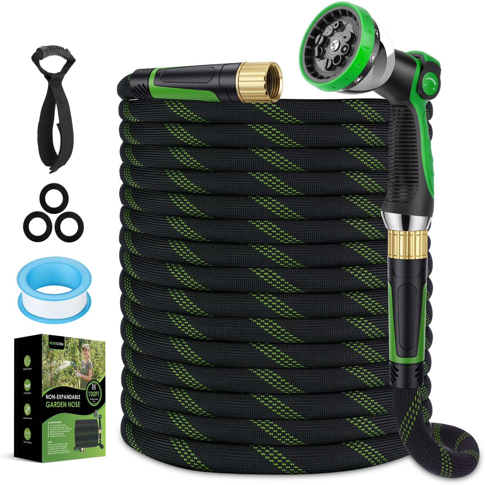 HORTICORA faucet thread seal tape included for snug faucet fit.
