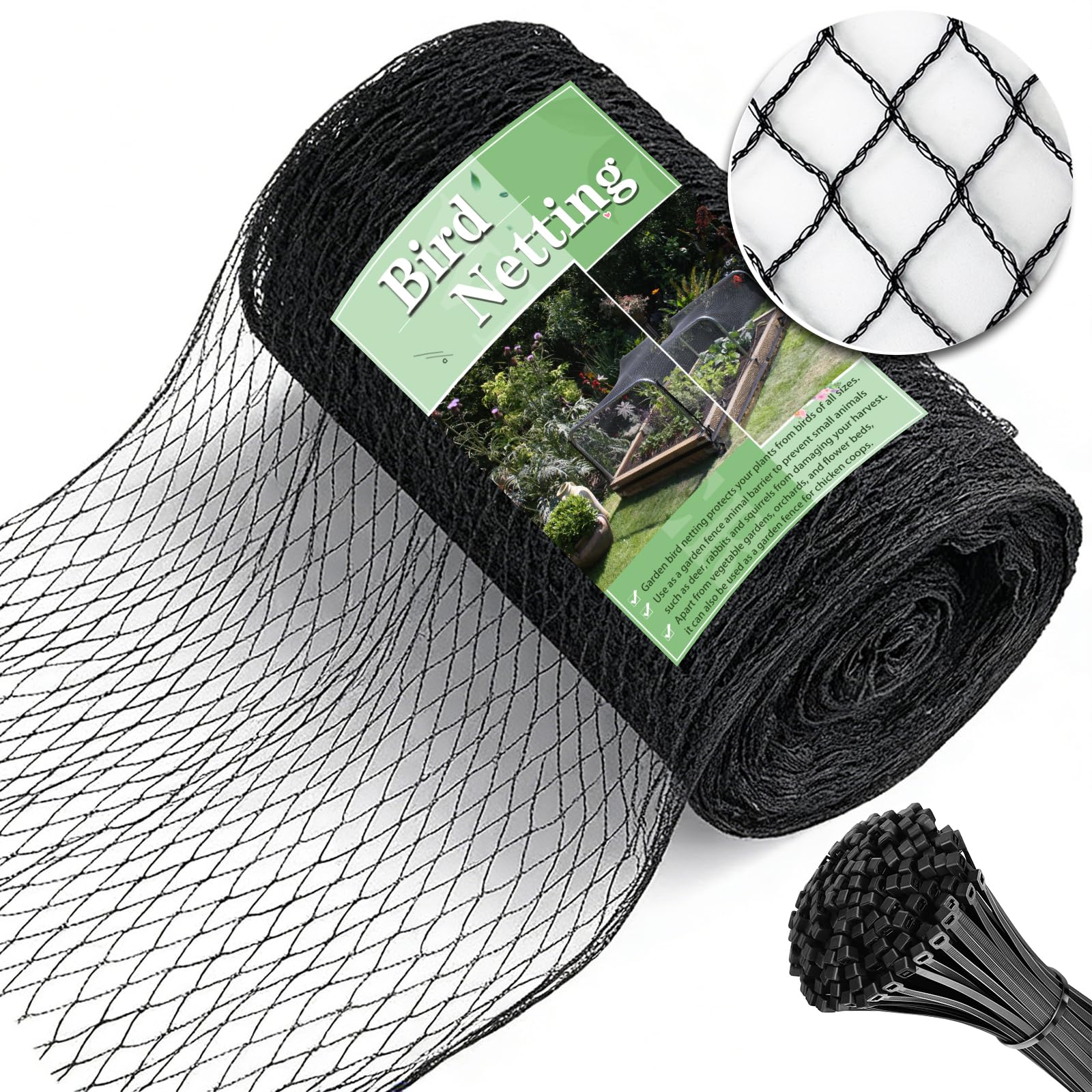 HORTIFAN Bird Netting protects garden beds from birds, keeping vegetables safe.