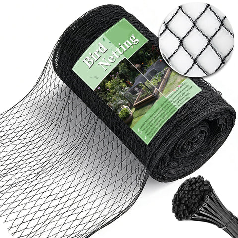HORTIFAN Bird Netting protects garden beds from birds, keeping vegetables safe.