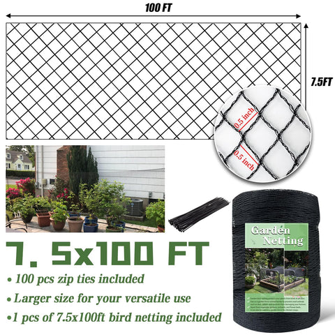 HORTIFAN Bird Netting withstands rain and hail for durable seasonal use.