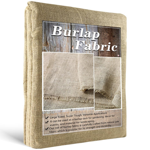 HORTIFAN burlap fabric roll, durable natural burlap for garden and decor projects.