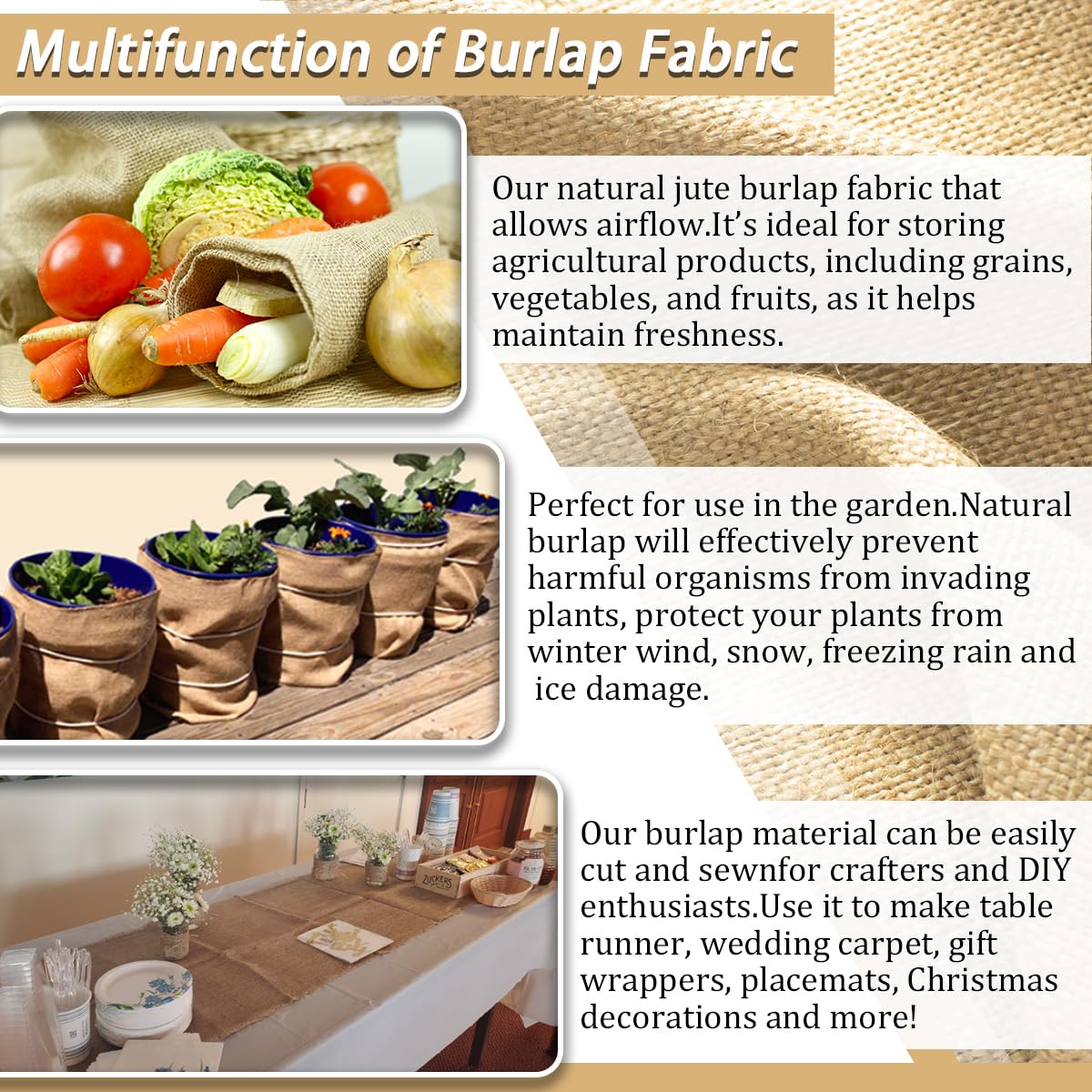 HORTIFAN burlap garden wrap supports soil stability during transplanting.