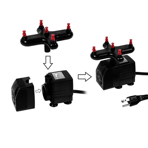 HORTIPOTS hp9-35us installation closeup highlights compact pump design.