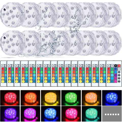 Hortsun 16-pack submersible LEDs ready for pool, pond, or tub