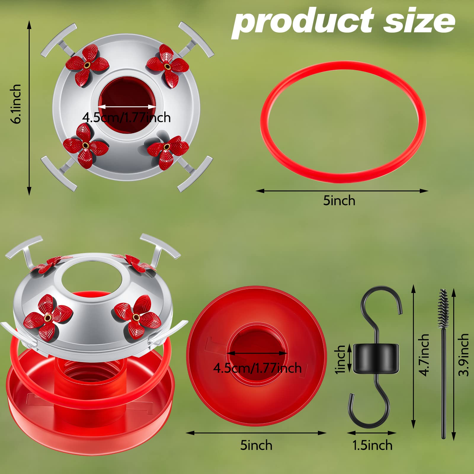 Hortsun base with four feeding ports for simultaneous hummingbird visits.