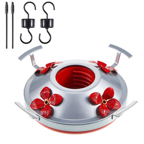 Hortsun hummingbird feeder base with red flowers and perch for stable feeding.