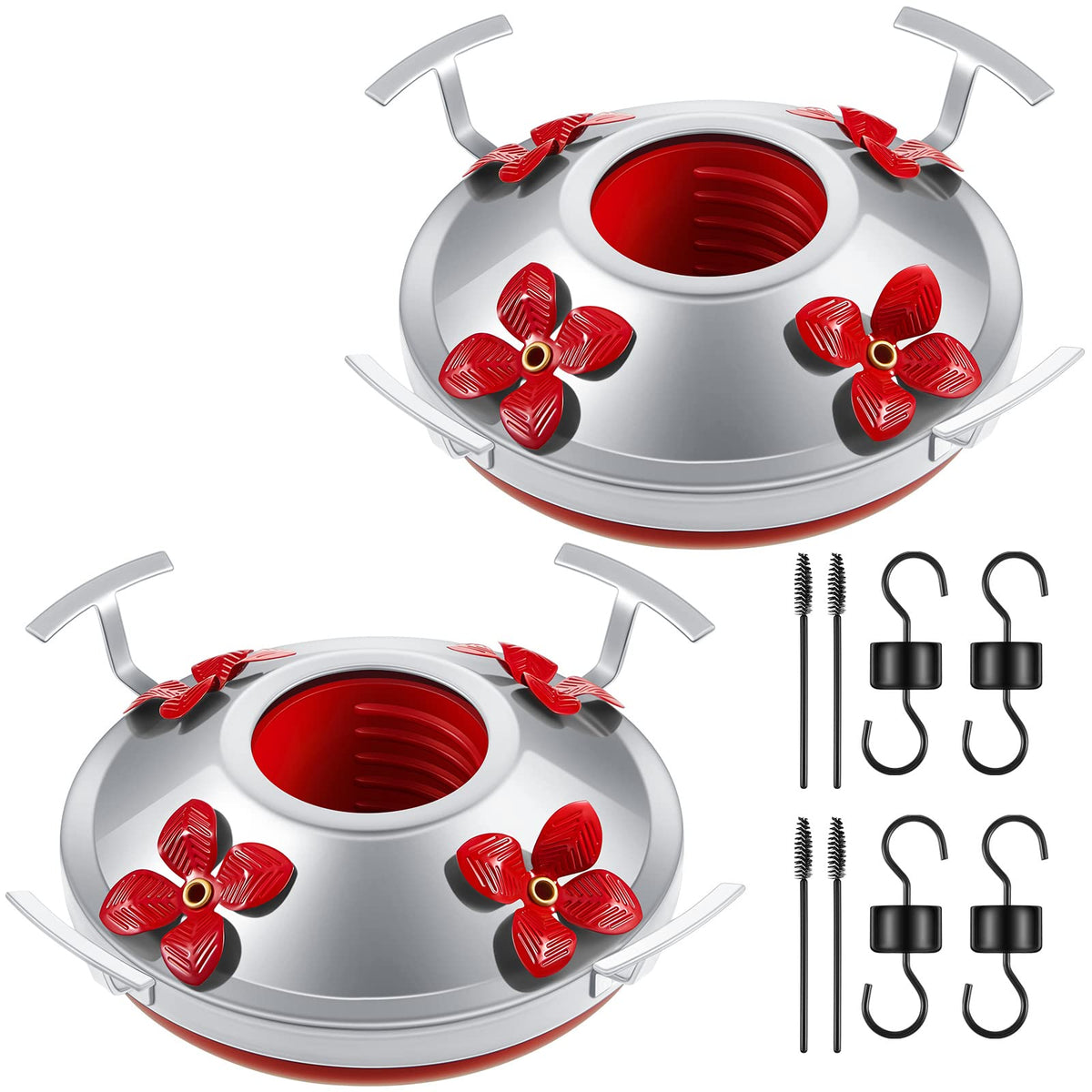 Hortsun hummingbird feeder bottom red base, showing durable construction