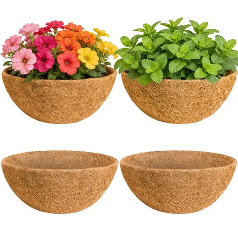 Hoscabss coco liner 14inch round ready to fit hanging baskets for soil containment.