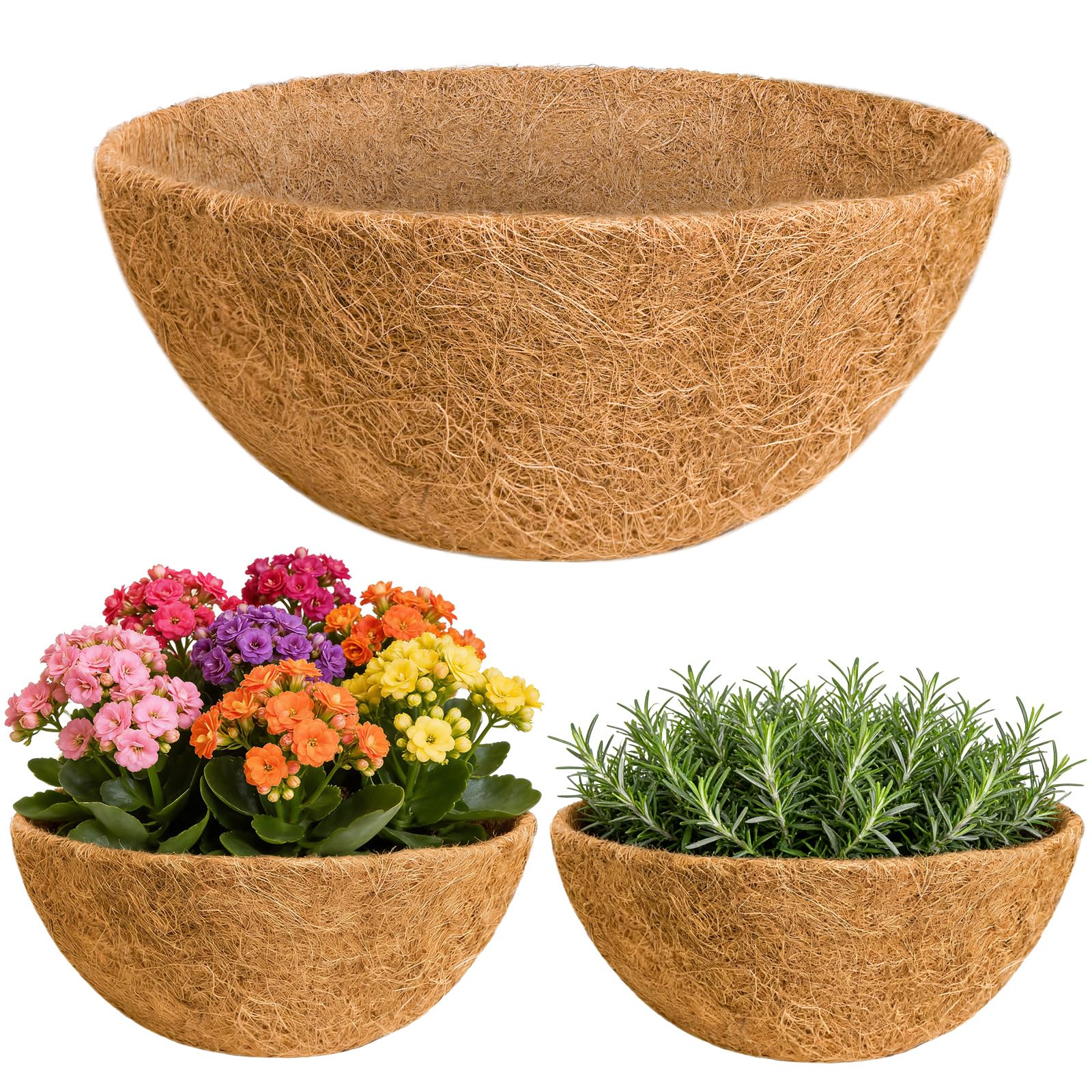 Hoscabss coco liner round 16-inch planter; prevents soil spill and supports roots